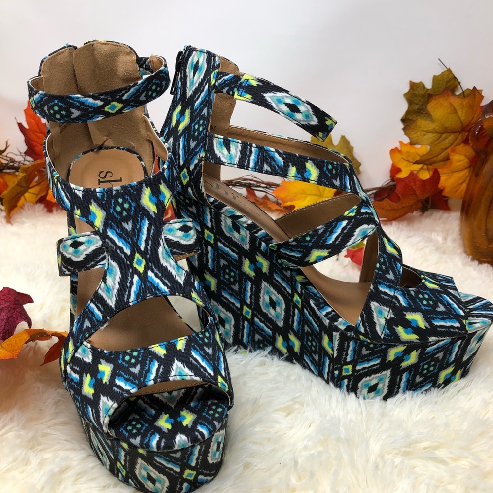 Shi By Journeys Multi Colored Platform Wedges - image 7